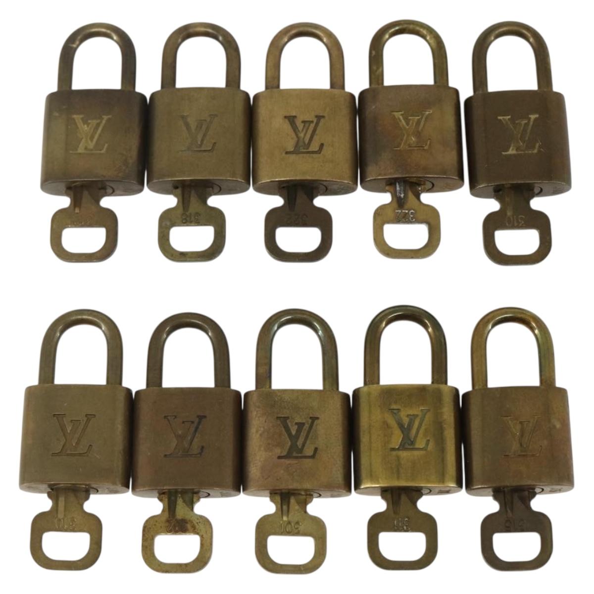 LOUIS VUITTON Padlock 10 Set Padlock metal Gold LV Auth am9954