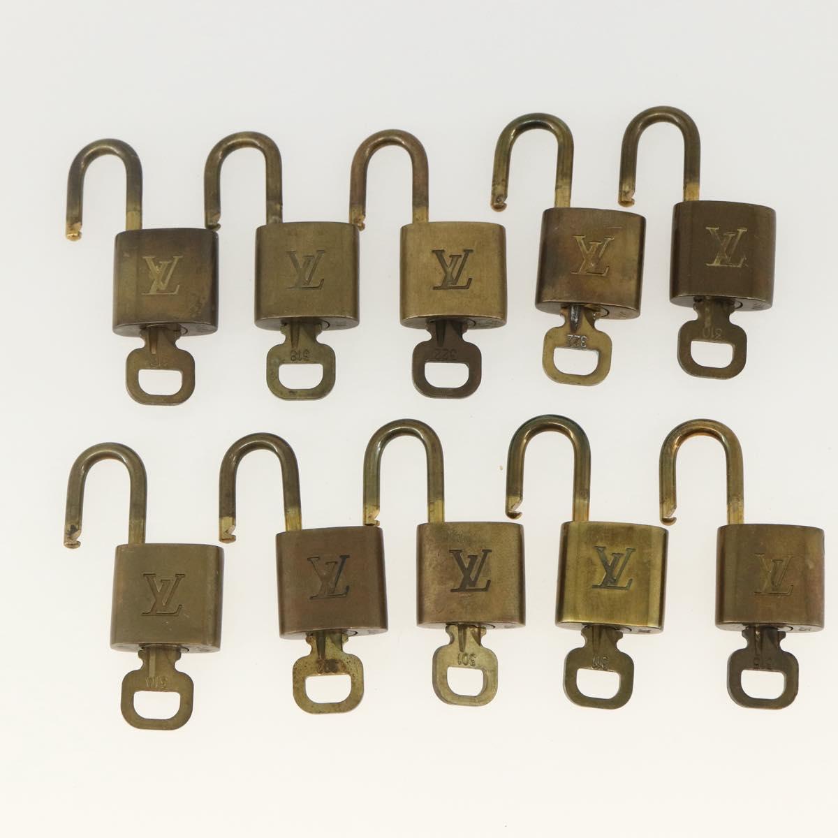 LOUIS VUITTON Padlock 10 Set Padlock metal Gold LV Auth am9954