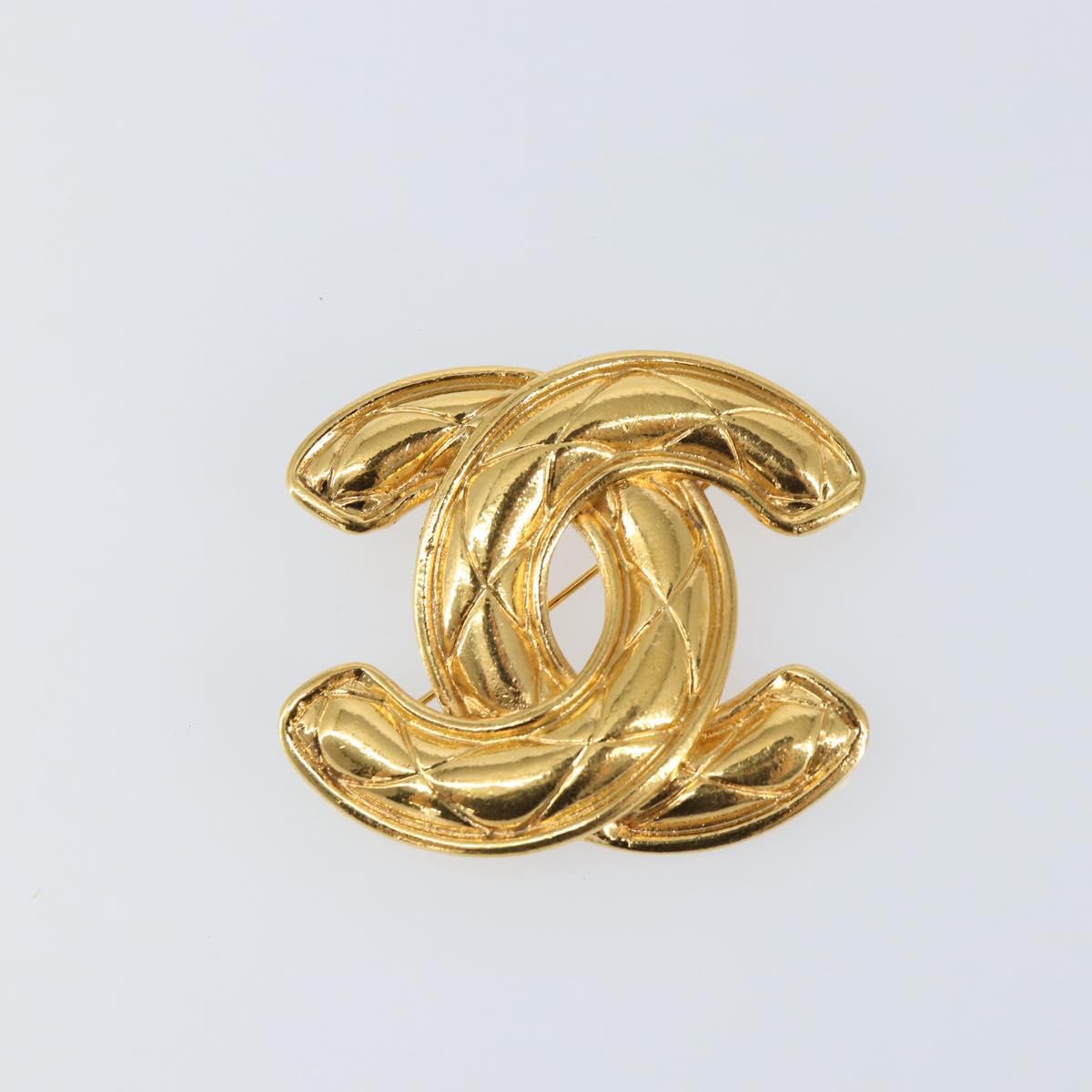 CHANEL CC Brooch metal Gold Tone CC Auth am9957V
