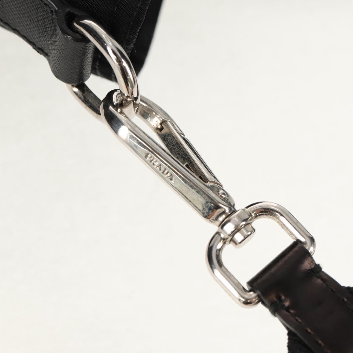 PRADA Tote Bag Nylon 2way Black Silver Auth am9967