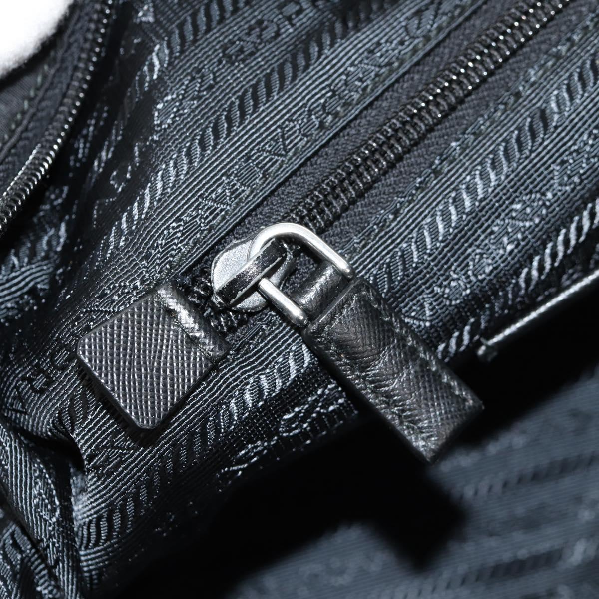 PRADA Tote Bag Nylon 2way Black Silver Auth am9967