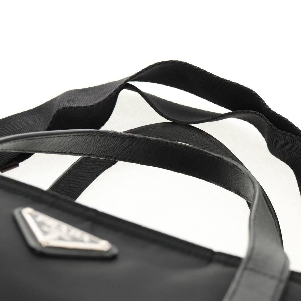 PRADA Tote Bag Nylon 2way Black Silver Auth am9967