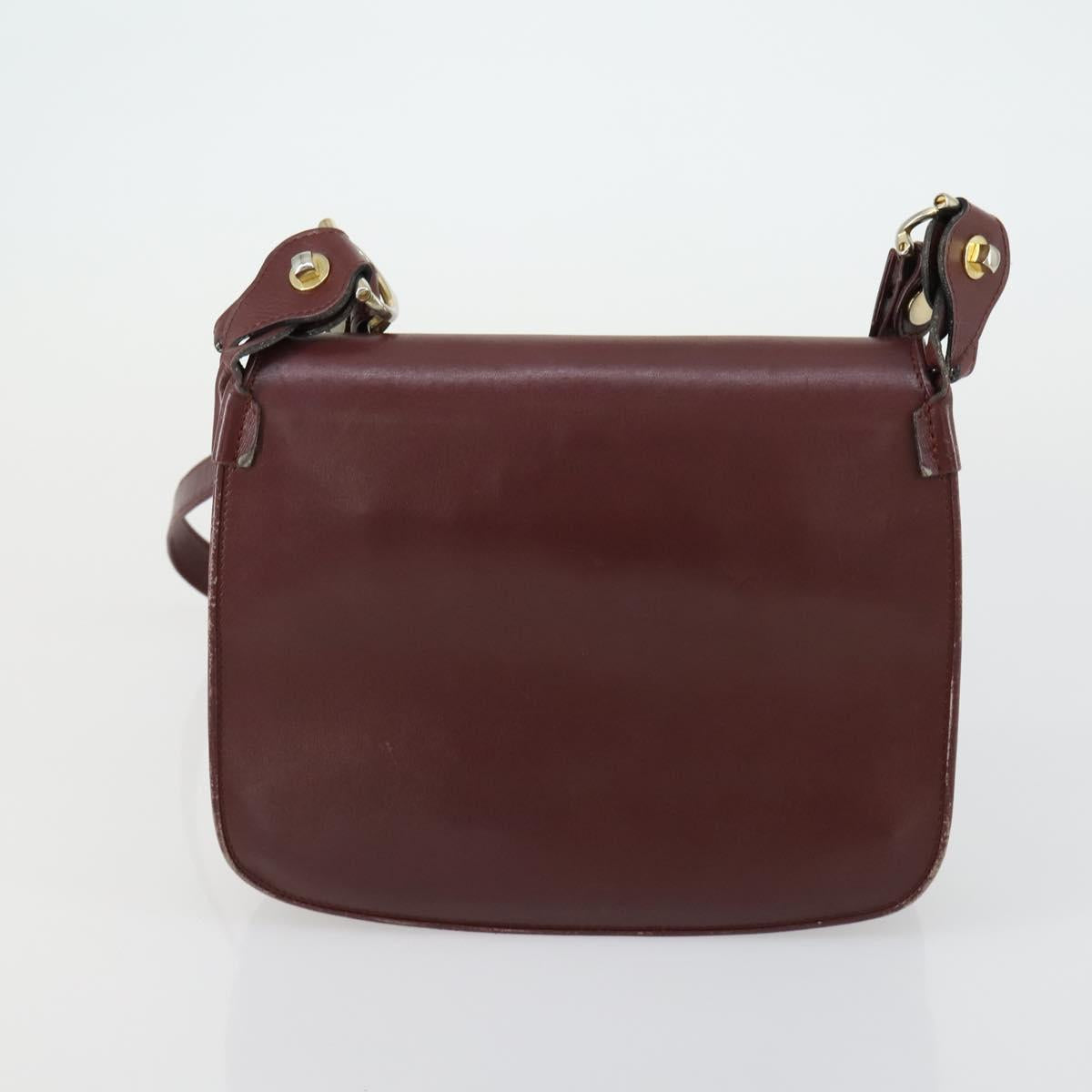 CARTIER Celine Macadam Canvas Bag Leather 2 Set Brown Bordeaux Auth am9969