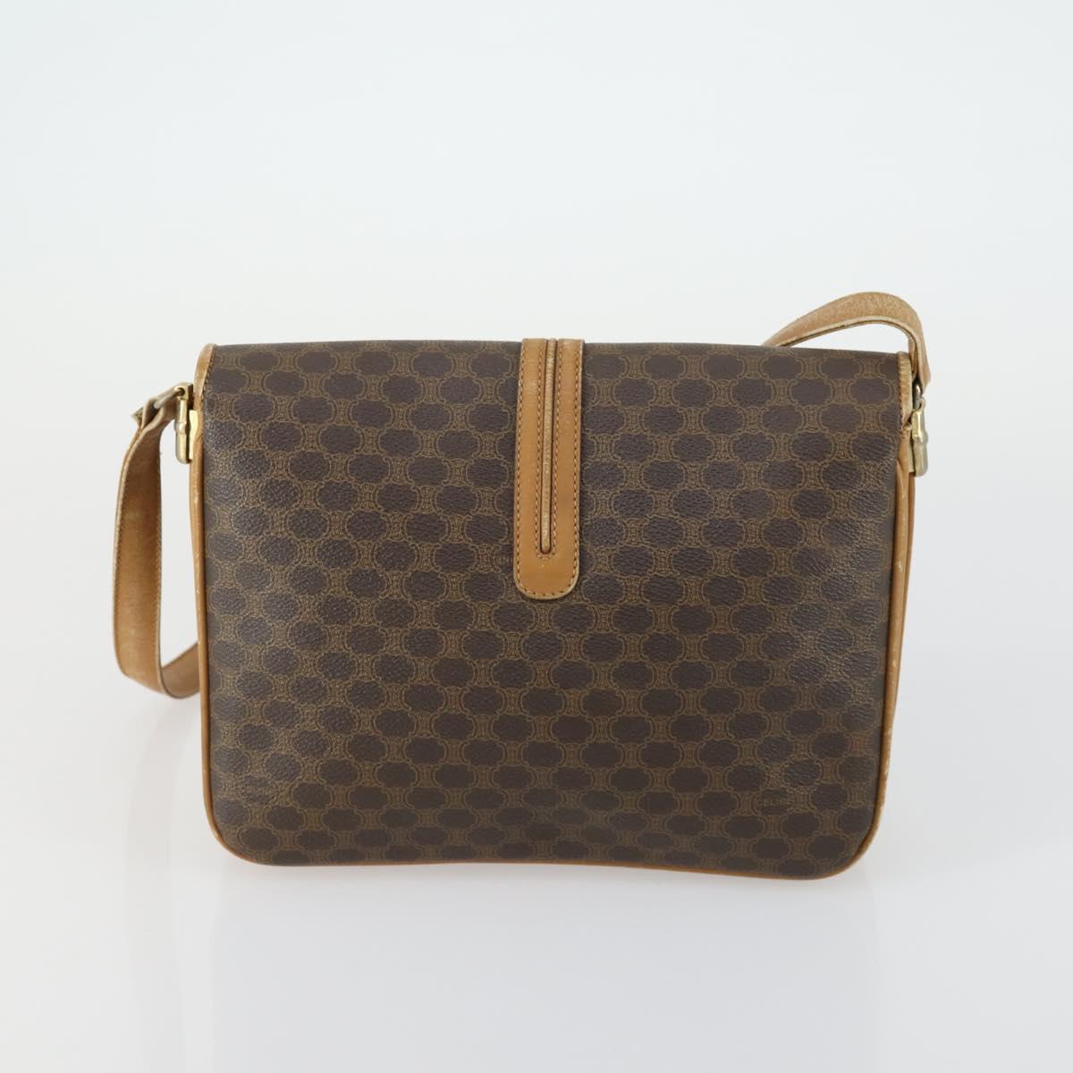 CARTIER Celine Macadam Canvas Bag Leather 2 Set Brown Bordeaux Auth am9969