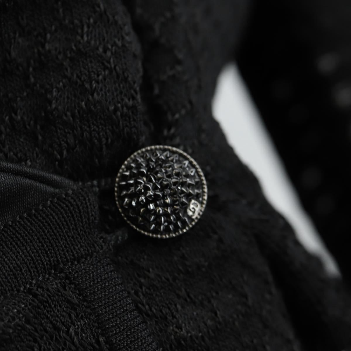 CHANEL Cardigan Rayon 36 Black CC Auth am9979V