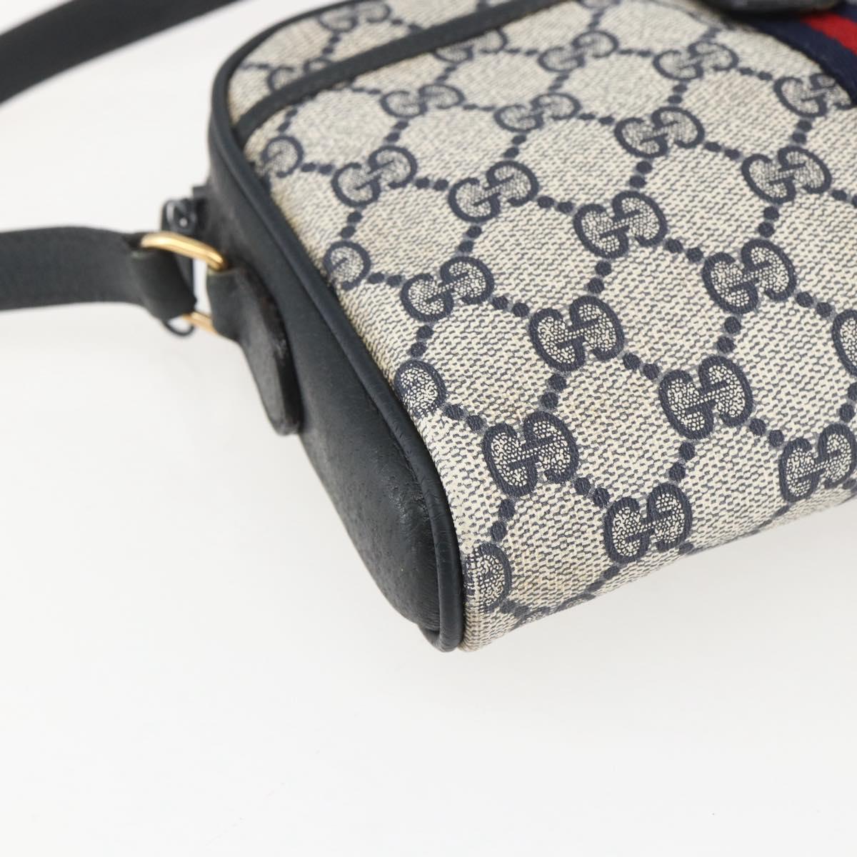 GUCCI GG Supreme Sherry Line Shoulder Bag PVC Navy Gold 89 02 055 Auth am9980