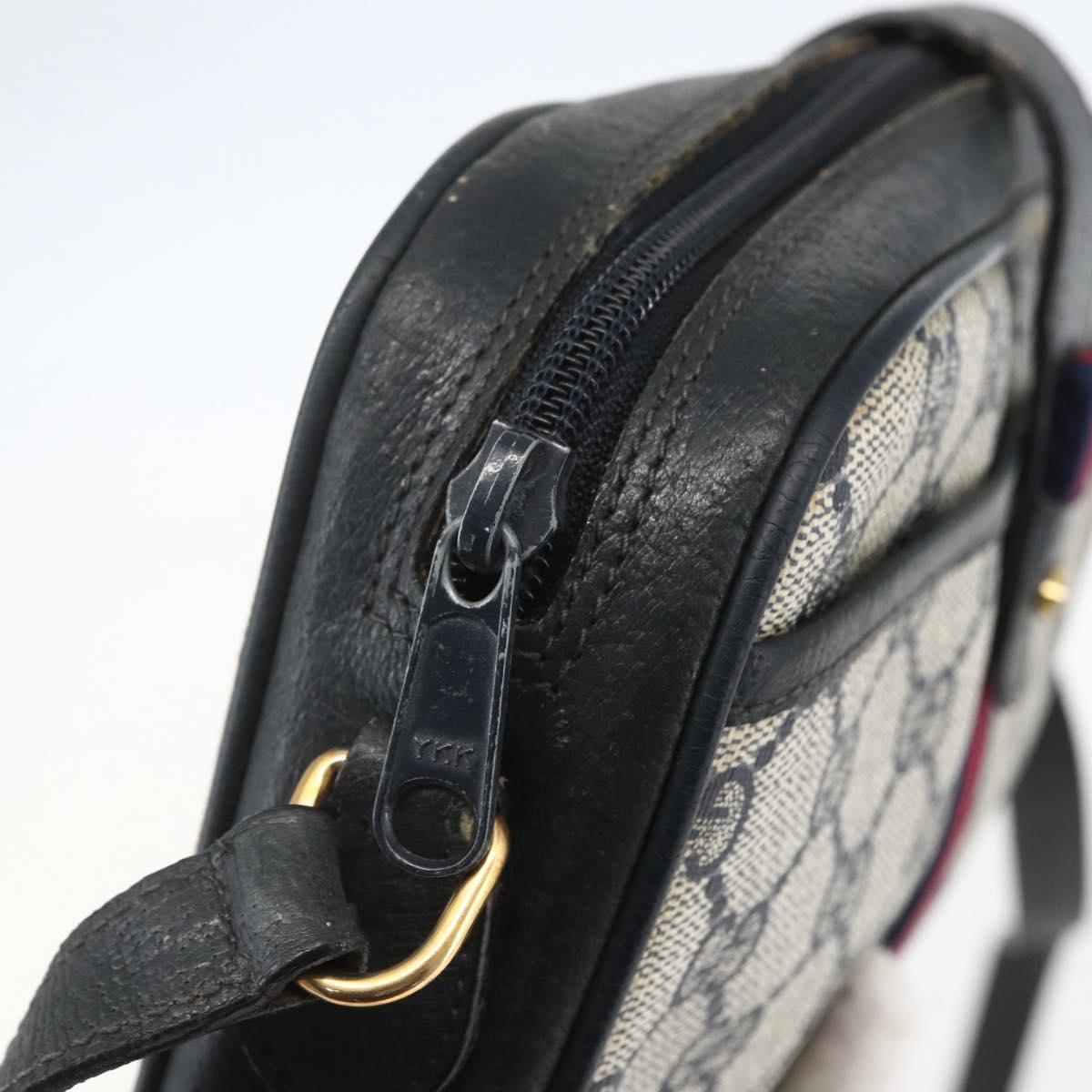 GUCCI GG Supreme Sherry Line Shoulder Bag PVC Navy Gold 89 02 055 Auth am9980