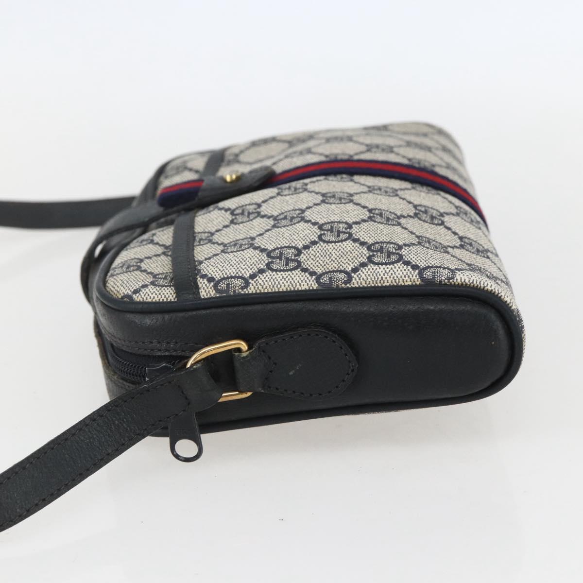GUCCI GG Supreme Sherry Line Shoulder Bag PVC Navy Gold 89 02 055 Auth am9980