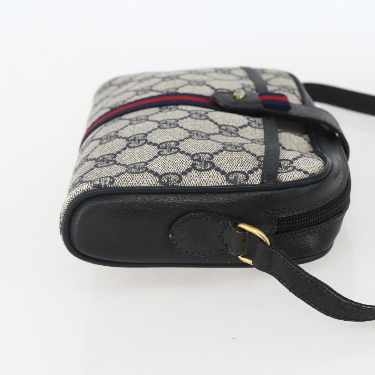 GUCCI GG Supreme Sherry Line Shoulder Bag PVC Navy Gold 89 02 055 Auth am9980