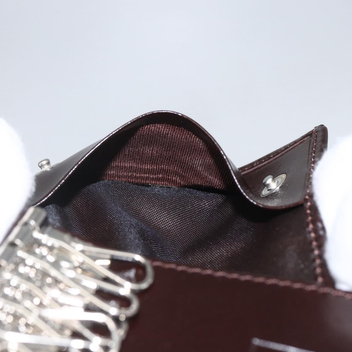 FENDI Zucca Canvas Key Case Brown Black Auth am9981V