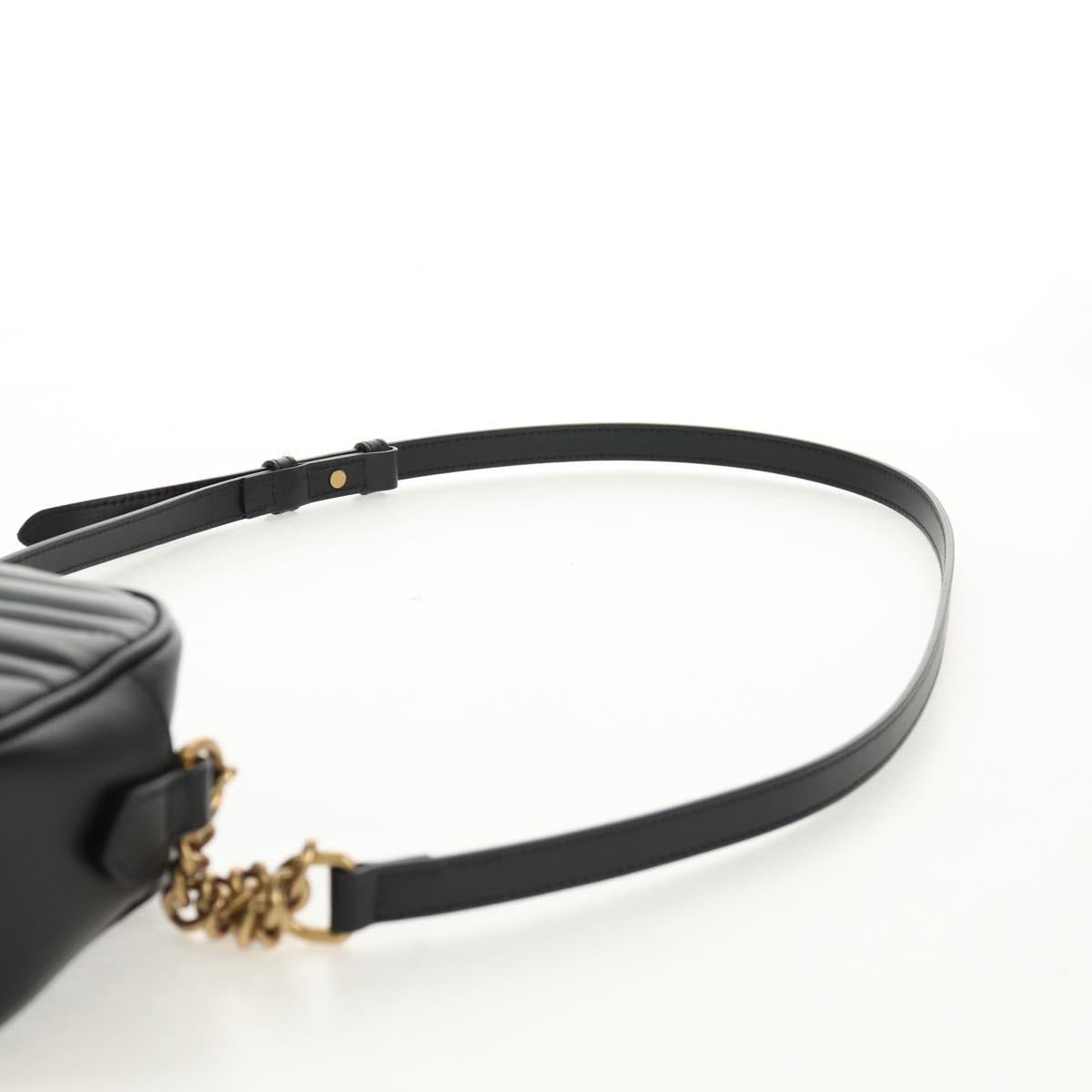 GUCCI Chain GG Marmont Shoulder Bag Leather Black Gold 447632 Auth am9985M