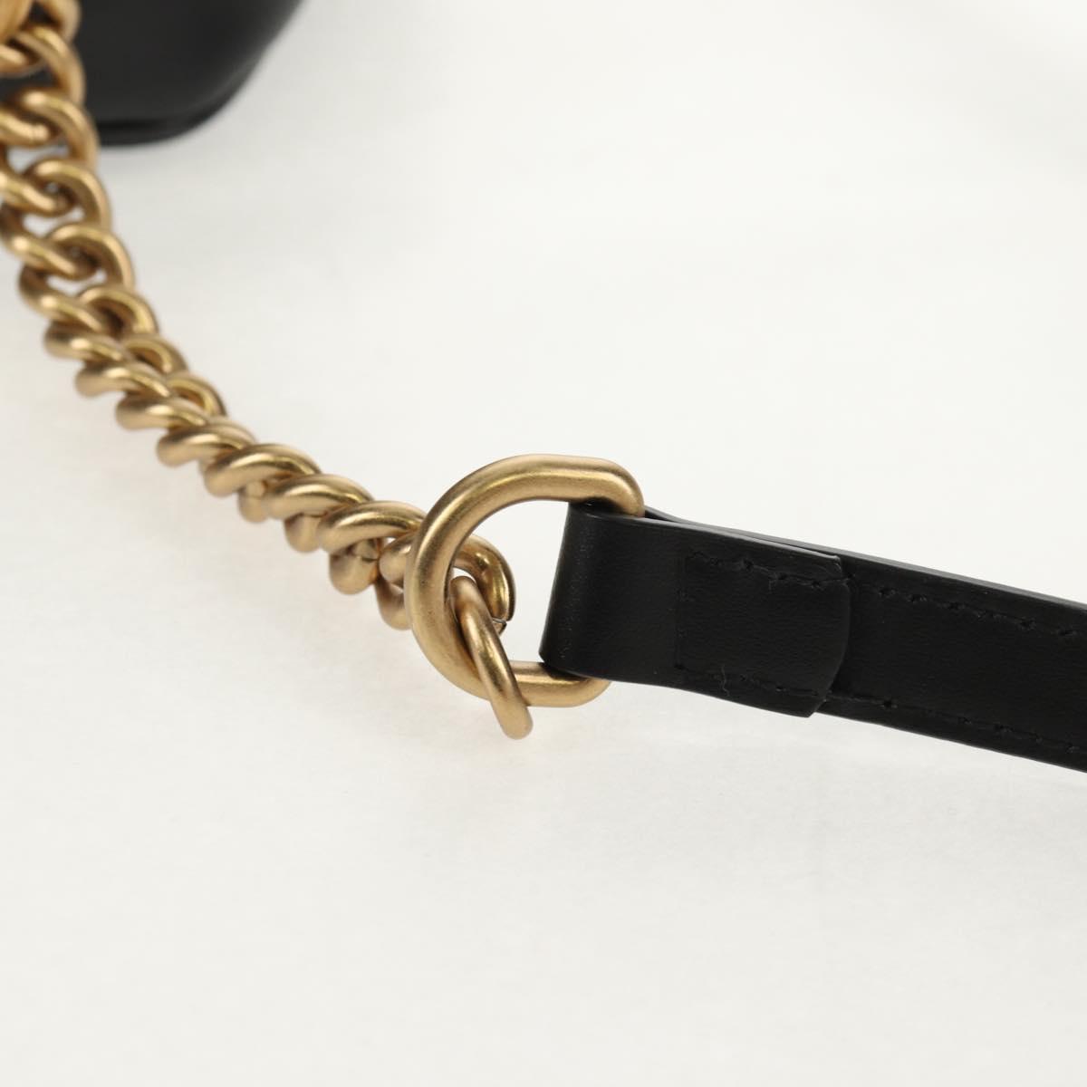 GUCCI Chain GG Marmont Shoulder Bag Leather Black Gold 447632 Auth am9985M