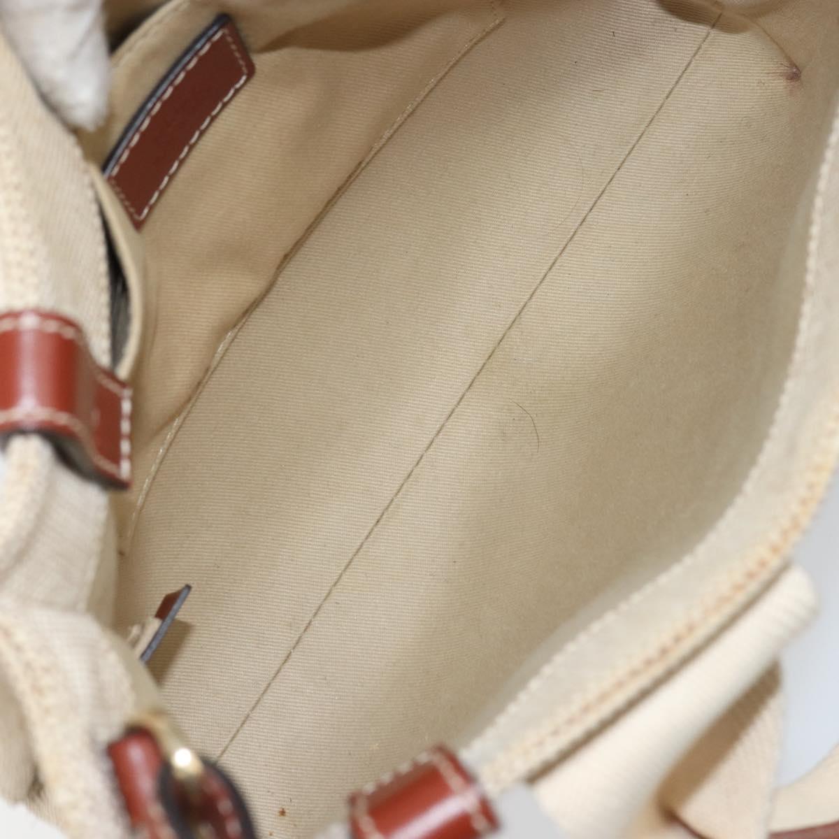 Chloe Woody Hand Bag Canvas Leather 2way Beige Gold Auth am9996