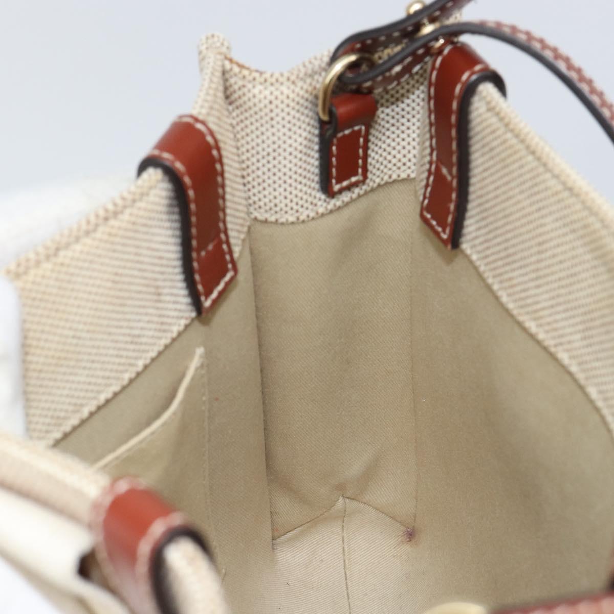 Chloe Woody Hand Bag Canvas Leather 2way Beige Gold Auth am9996