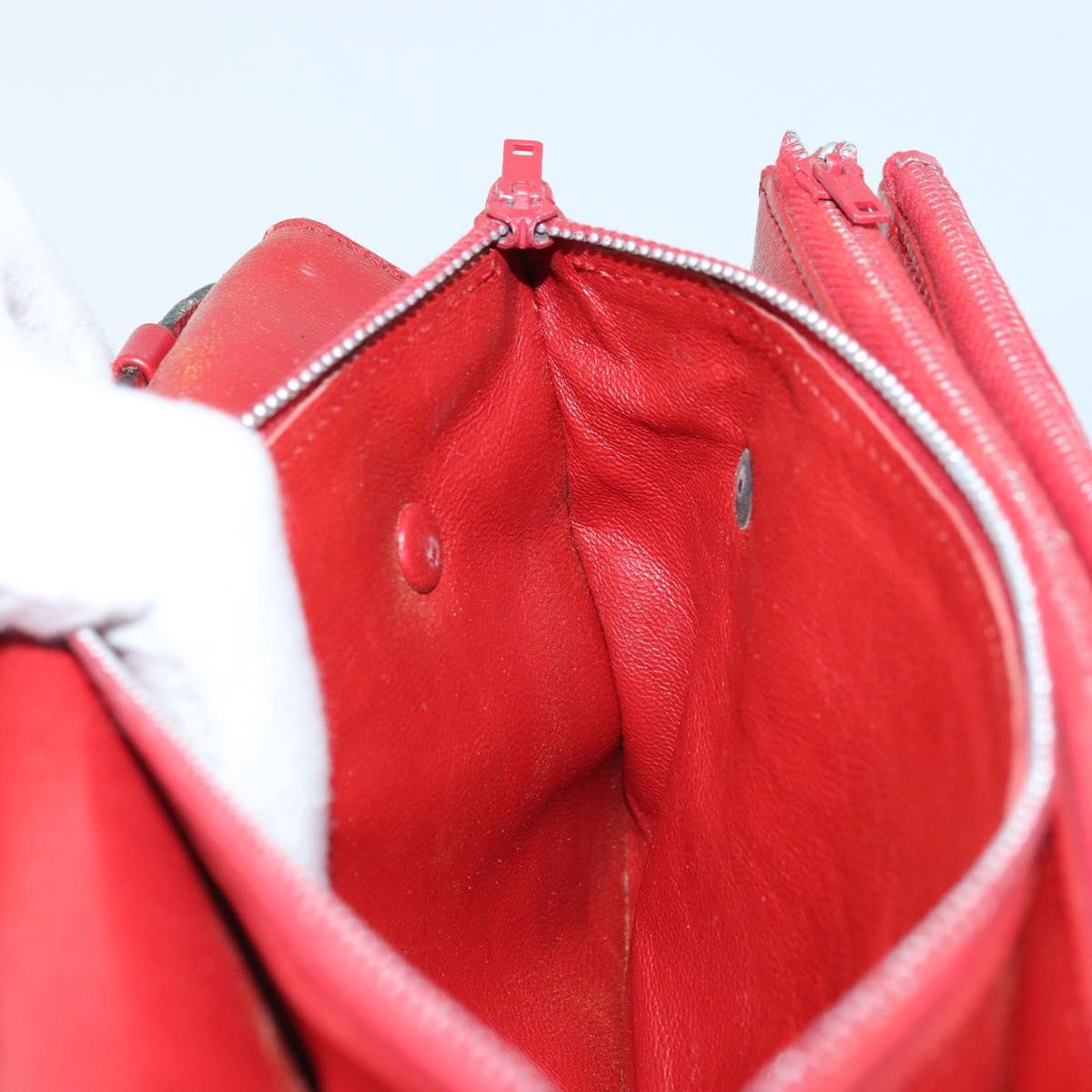 CELINE Shoulder Bag Leather Red Gold Auth AMZ004A