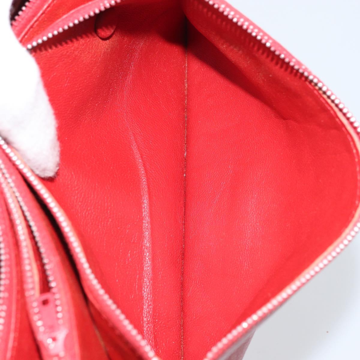 CELINE Shoulder Bag Leather Red Gold Auth AMZ004A