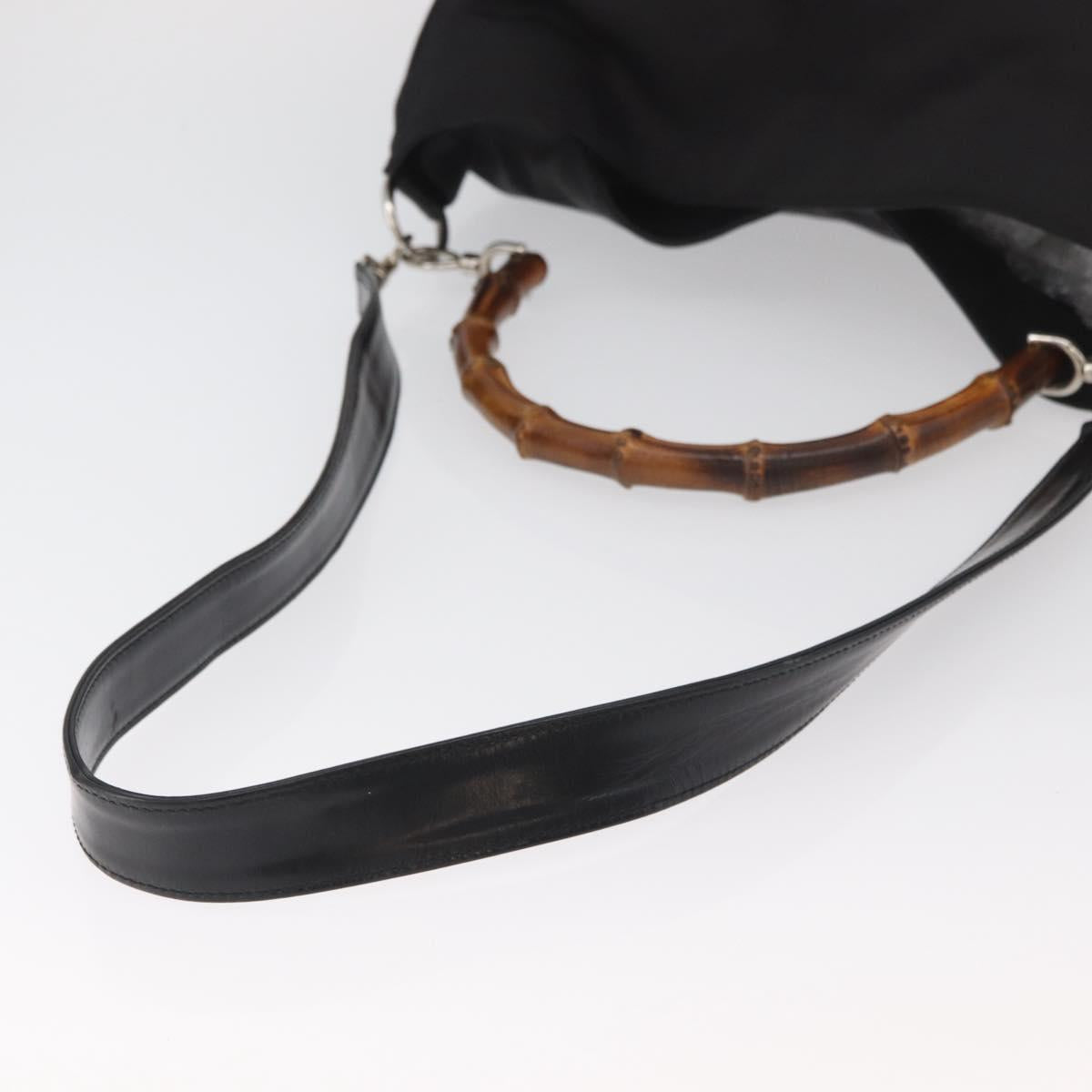 GUCCI Bamboo Shoulder Bag Nylon 2way Black Silver 001 2852 1577 5 Auth AMZ012