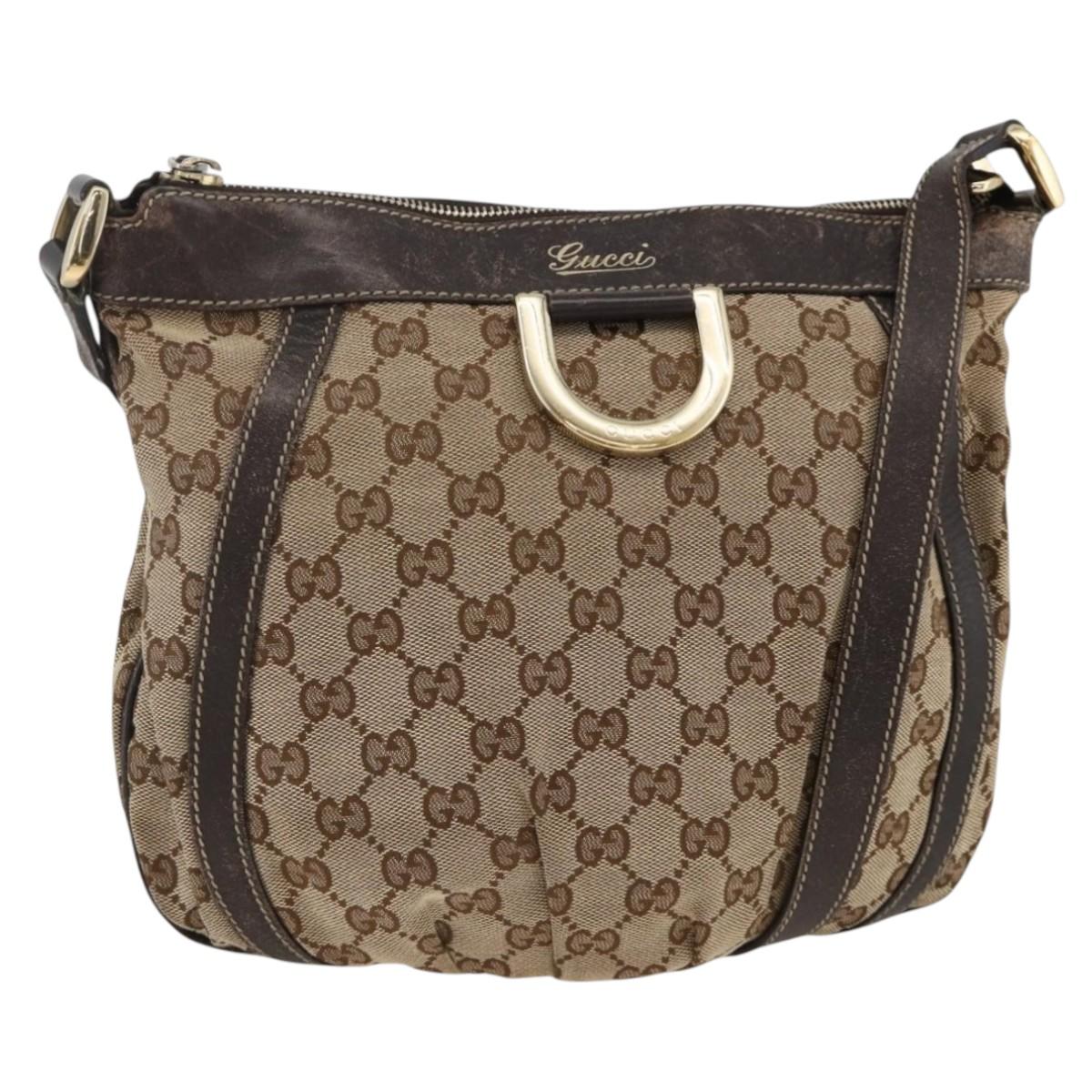 GUCCI GG Canvas Abbey Shoulder Bag Beige Gold 203257 Auth AMZ018