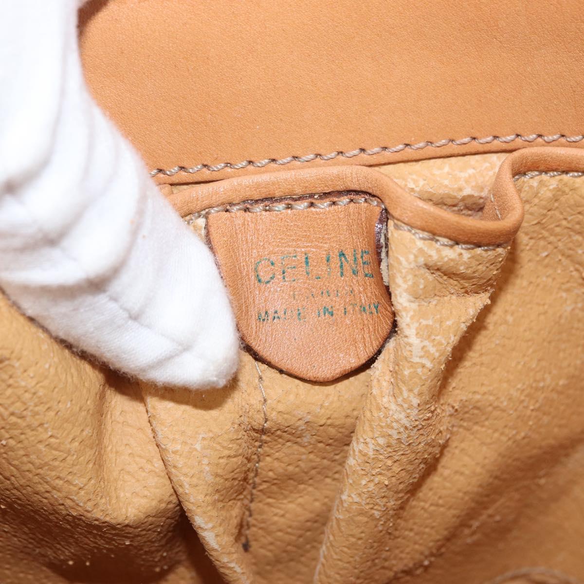 CELINE Macadam Canvas Shoulder Bag PVC Leather Brown Gold Auth AMZ048A