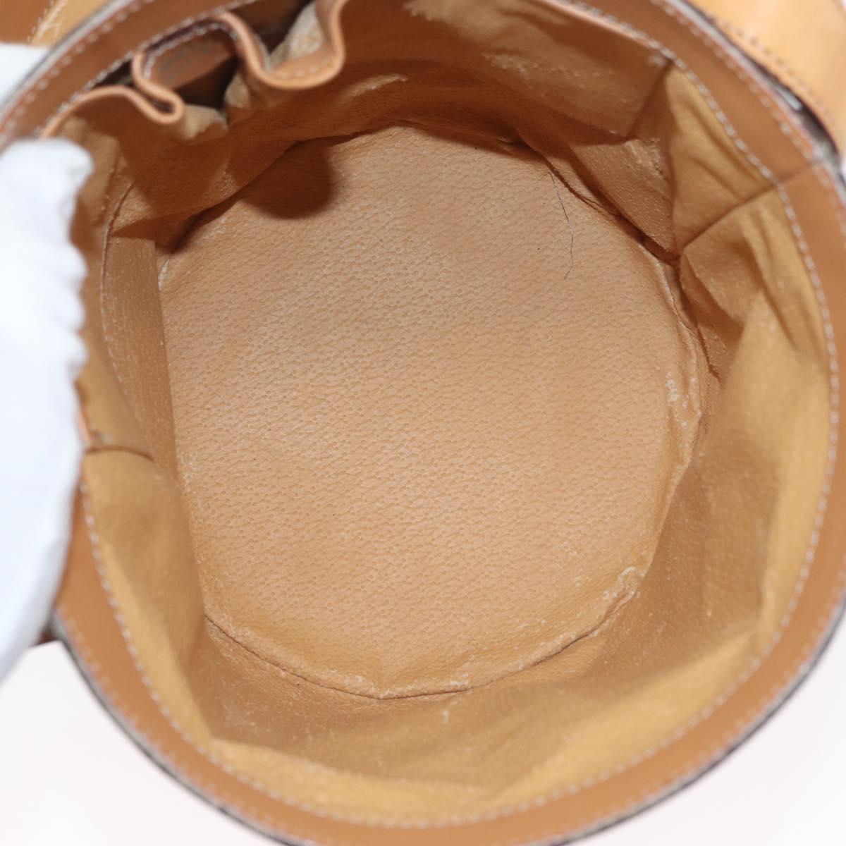 CELINE Macadam Canvas Shoulder Bag PVC Leather Brown Gold Auth AMZ048A