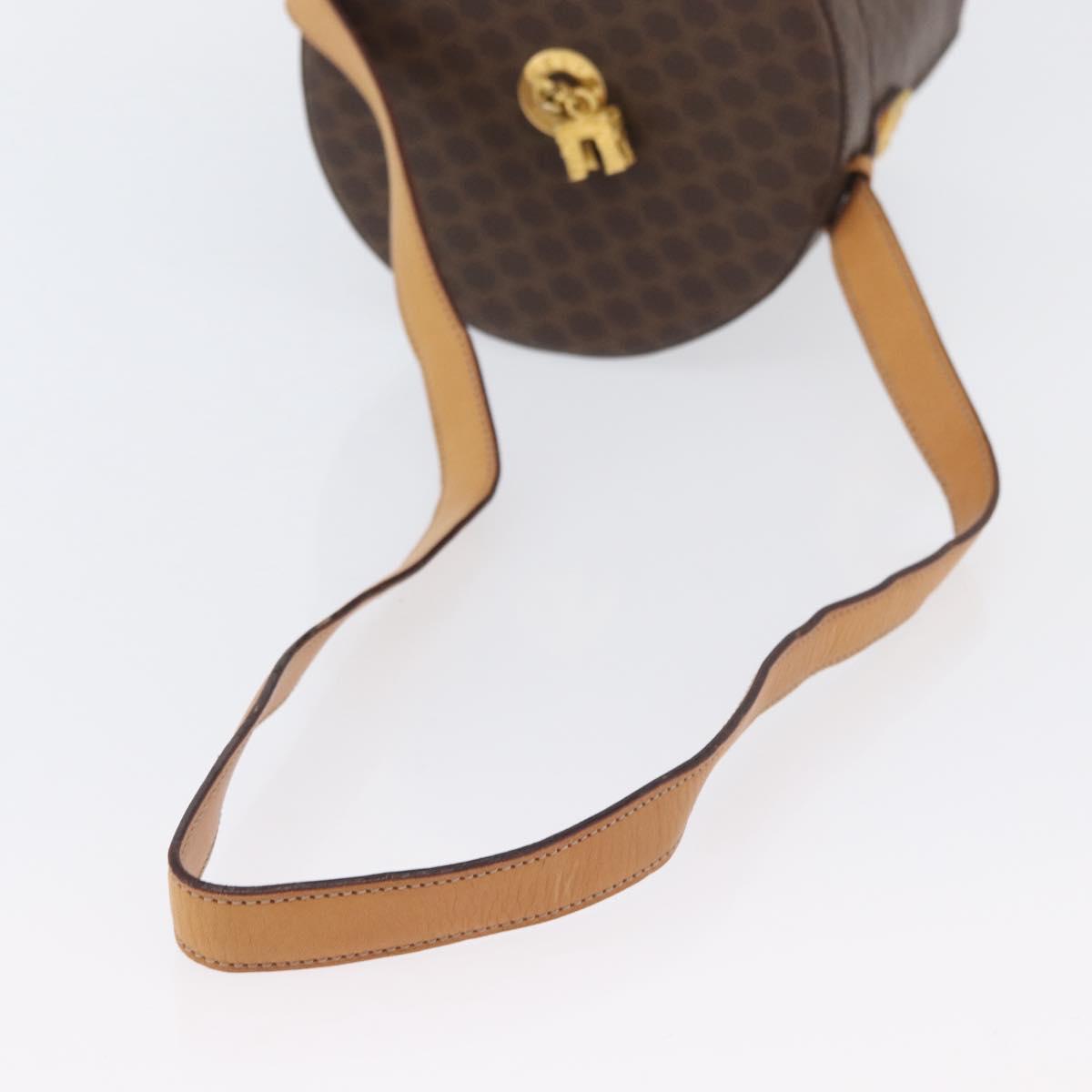 CELINE Macadam Canvas Shoulder Bag PVC Leather Brown Gold Auth AMZ048A
