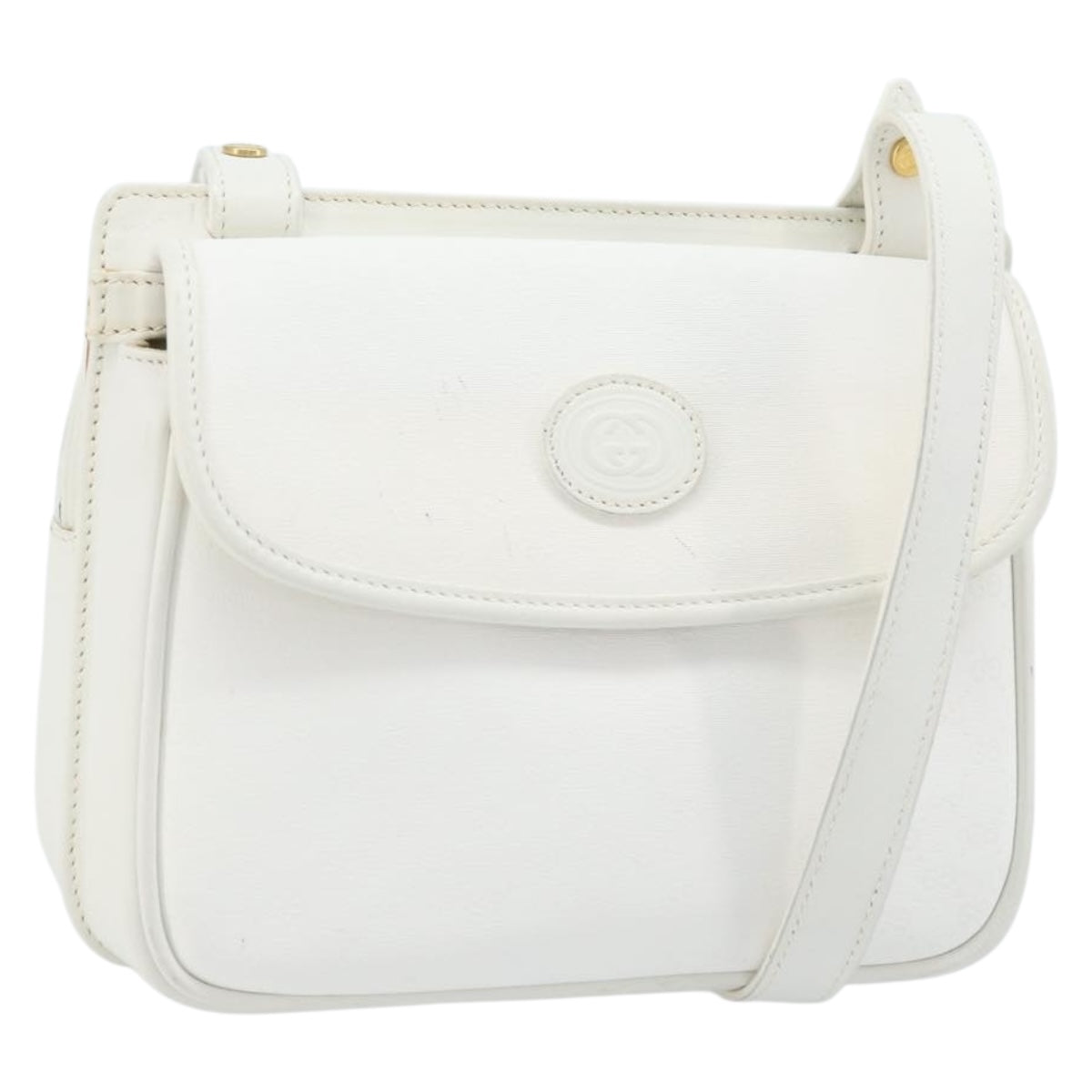 GUCCI Micro GG Supreme Shoulder Bag PVC White Gold 007 115 0114 Auth AMZ052
