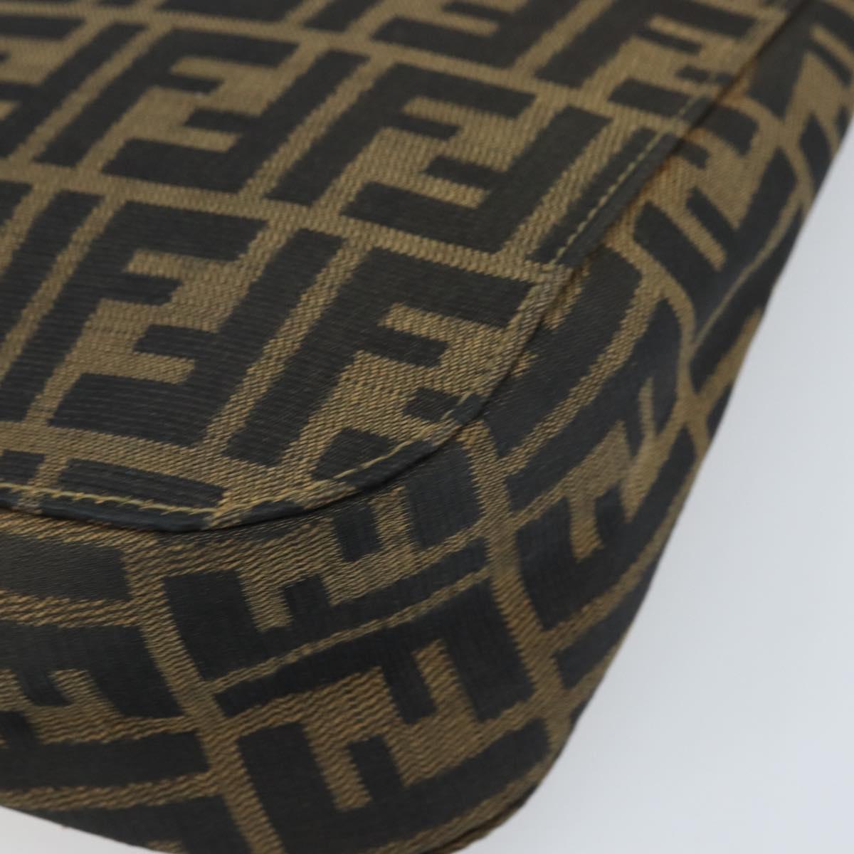 FENDI Zucca Canvas Shoulder Bag Brown Black Auth AMZ054A