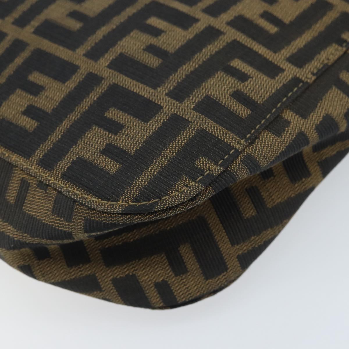 FENDI Zucca Canvas Shoulder Bag Brown Black Auth AMZ054A