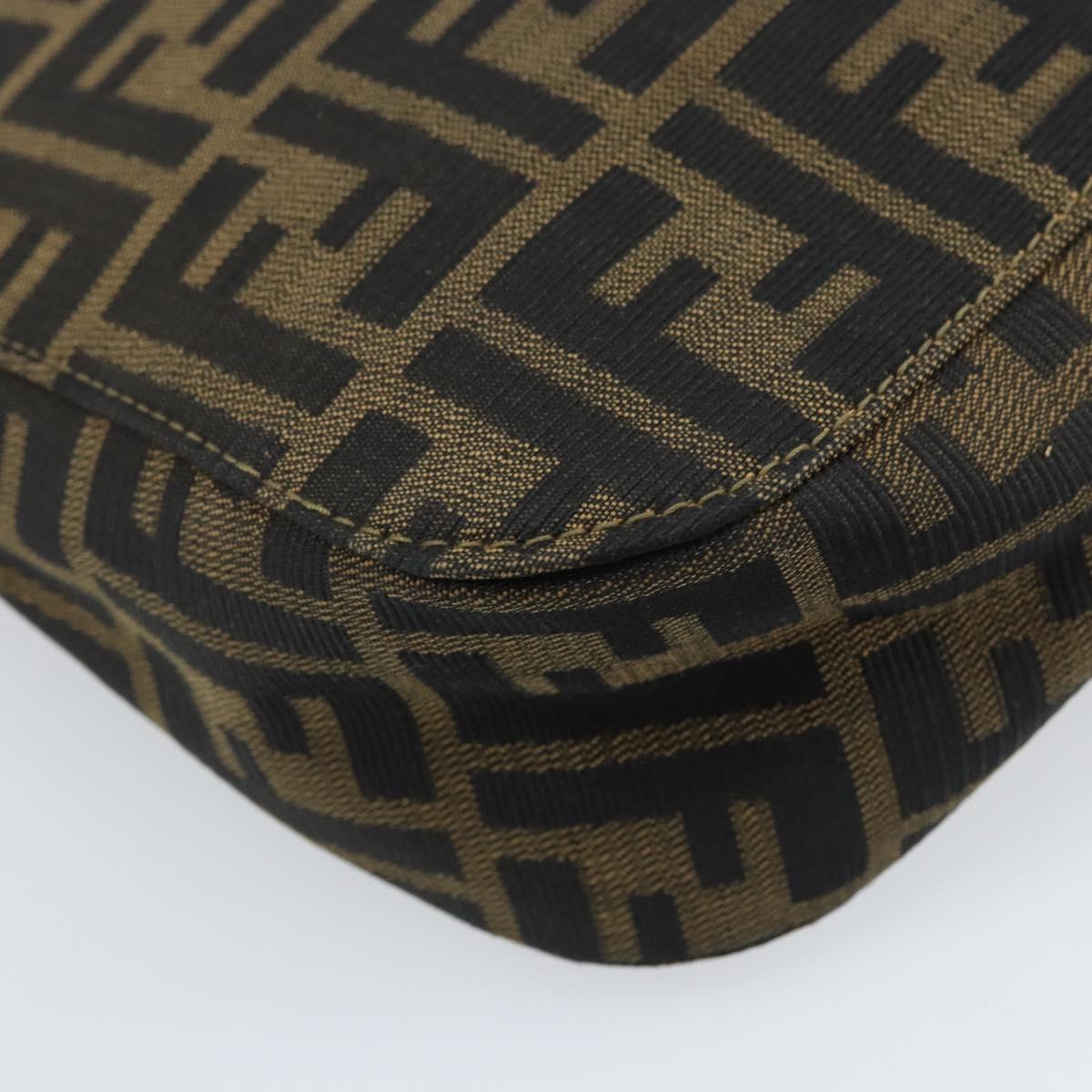 FENDI Zucca Canvas Shoulder Bag Brown Black Auth AMZ054A