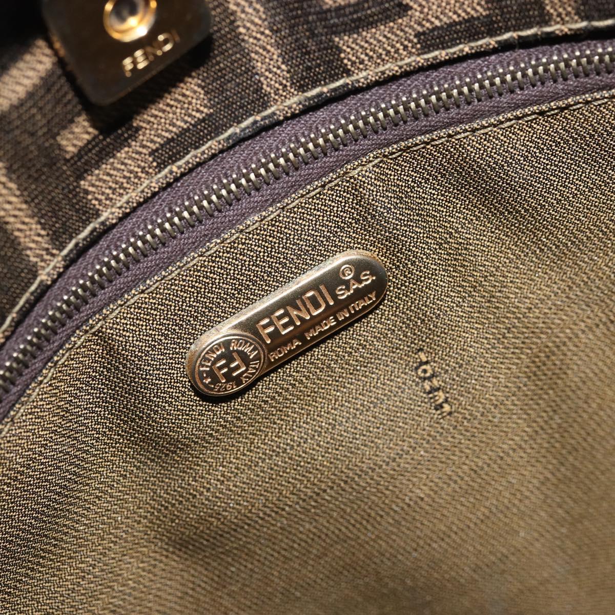 FENDI Zucca Canvas Shoulder Bag Brown Black Auth AMZ054A