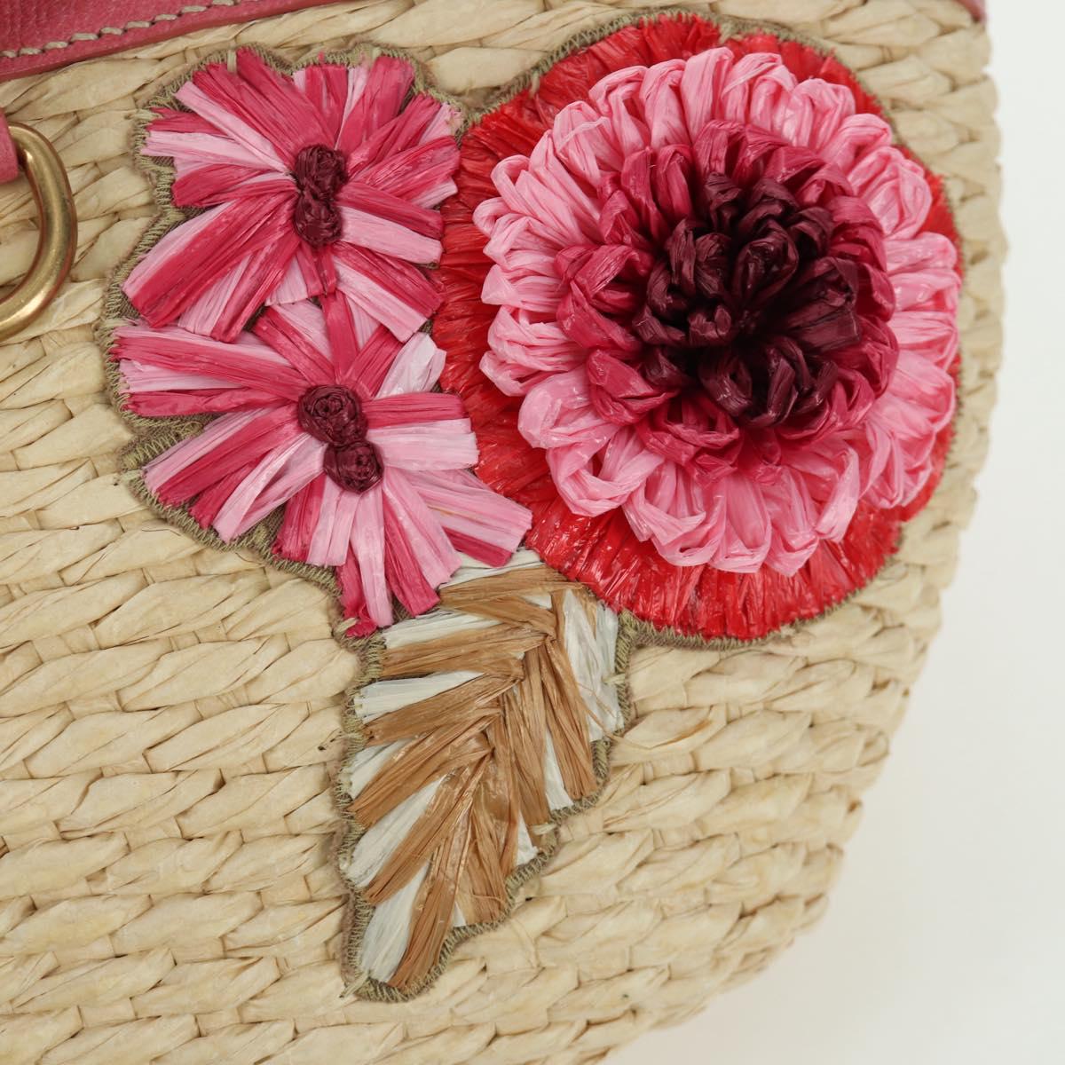 Miu Miu Tote Bag Raffia Pink Gold Auth AMZ060V