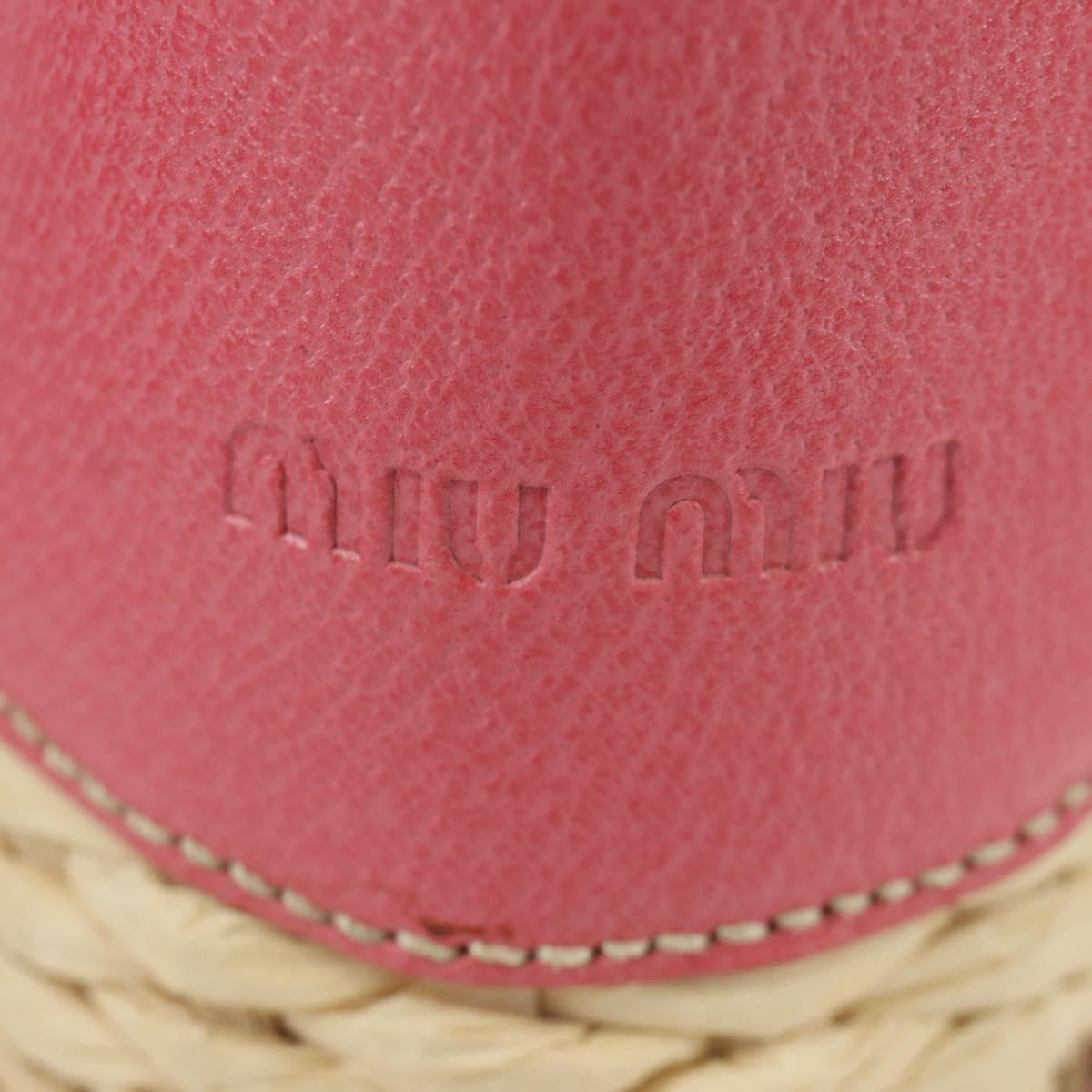 Miu Miu Tote Bag Raffia Pink Gold Auth AMZ060V