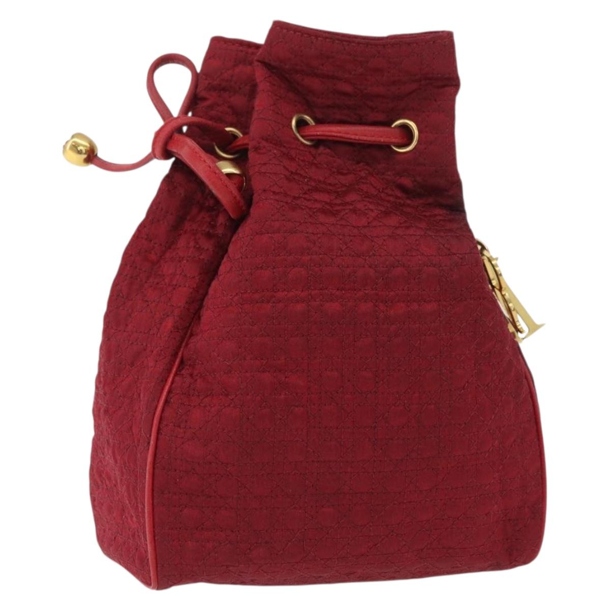 Christian Dior Canage Pouch Nylon Red Gold Auth AMZ069