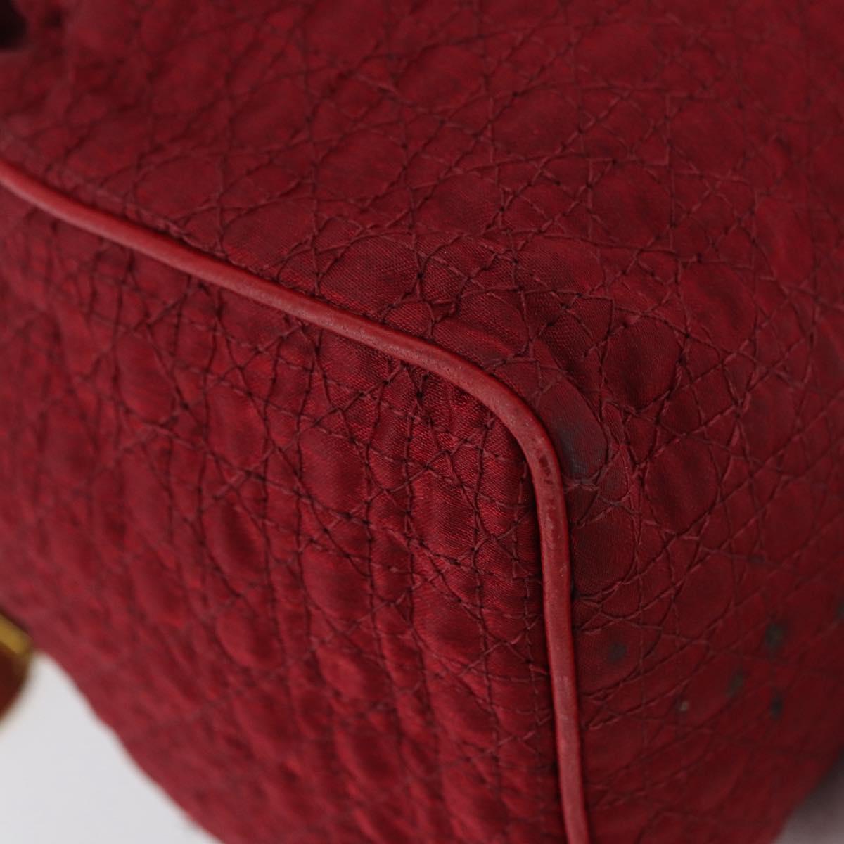 Christian Dior Canage Pouch Nylon Red Gold Auth AMZ069