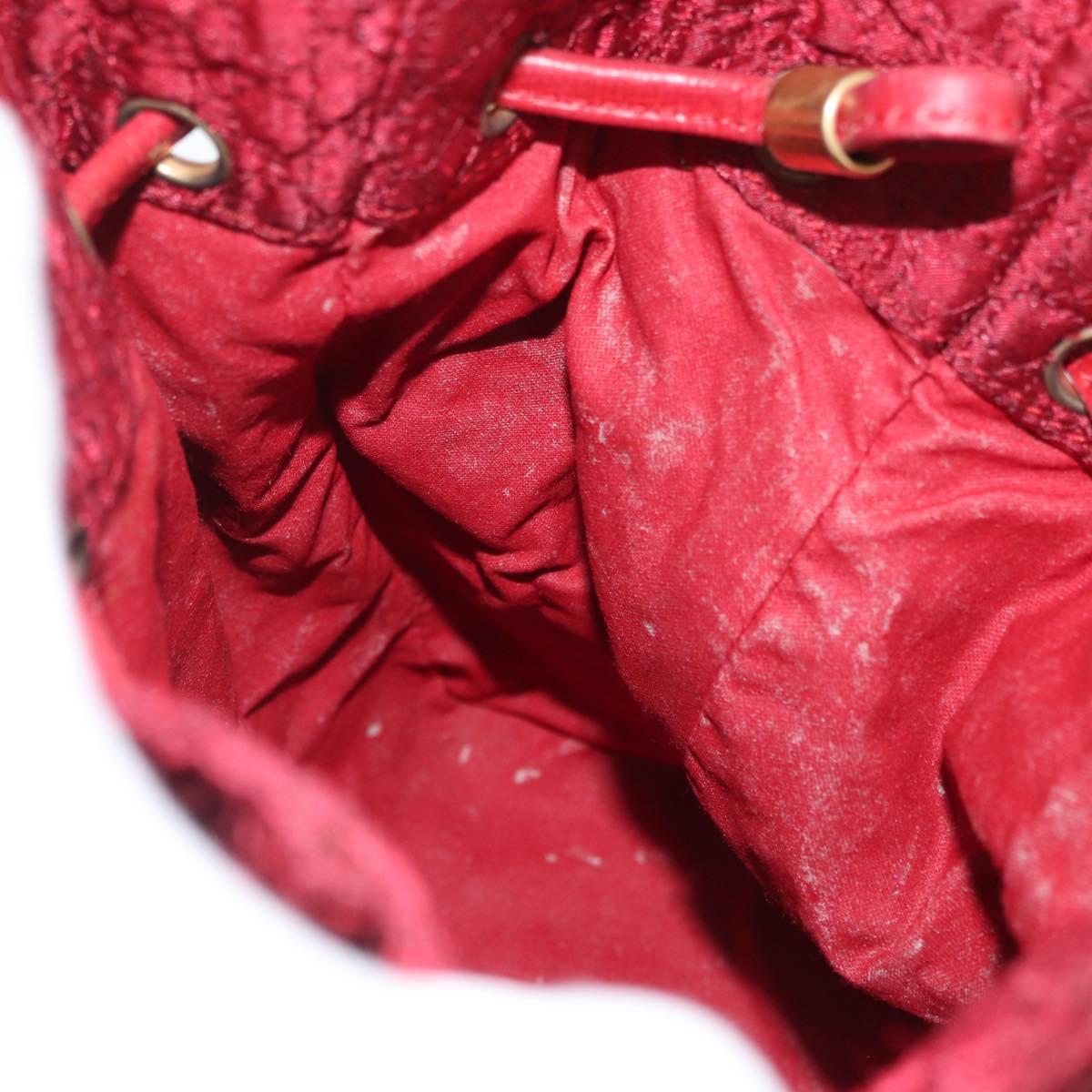Christian Dior Canage Pouch Nylon Red Gold Auth AMZ069