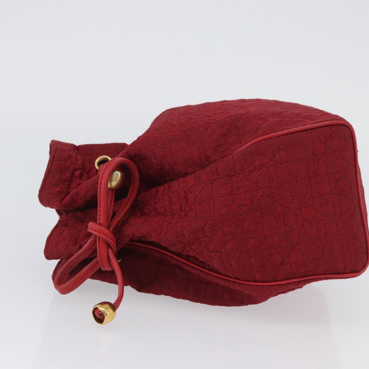 Christian Dior Canage Pouch Nylon Red Gold Auth AMZ069