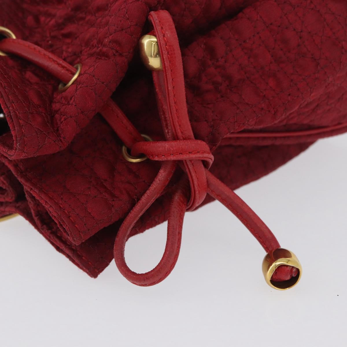 Christian Dior Canage Pouch Nylon Red Gold Auth AMZ069