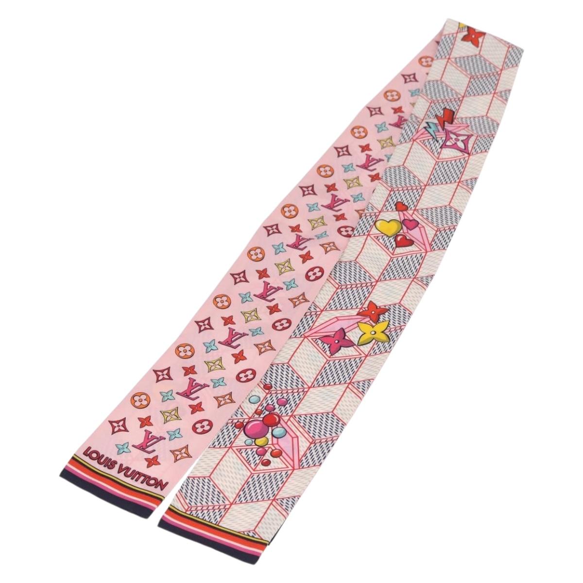 LOUIS VUITTON Bandeau Damier Pop Up Scarf Silk White M77697 LV Auth AMZ072M
