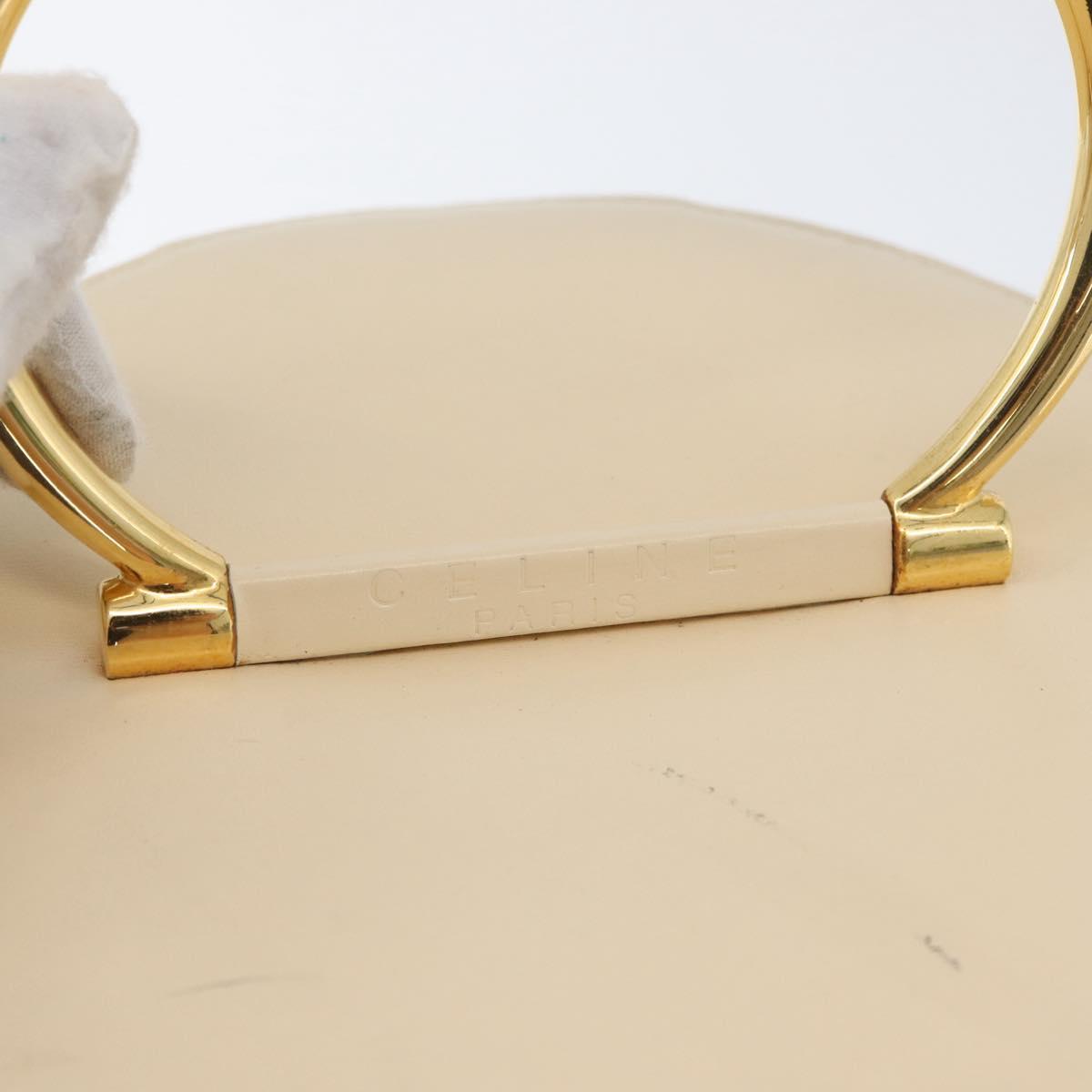CELINE Vanity Hand Bag Leather Ivory Gold Auth AMZ074A