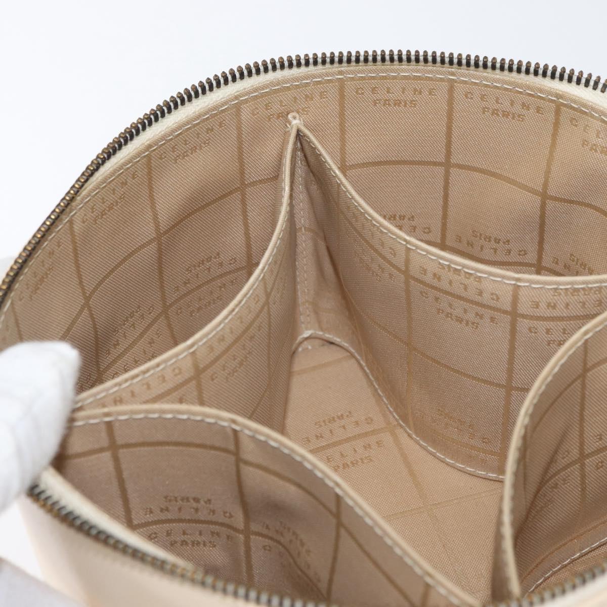 CELINE Vanity Hand Bag Leather Ivory Gold Auth AMZ074A