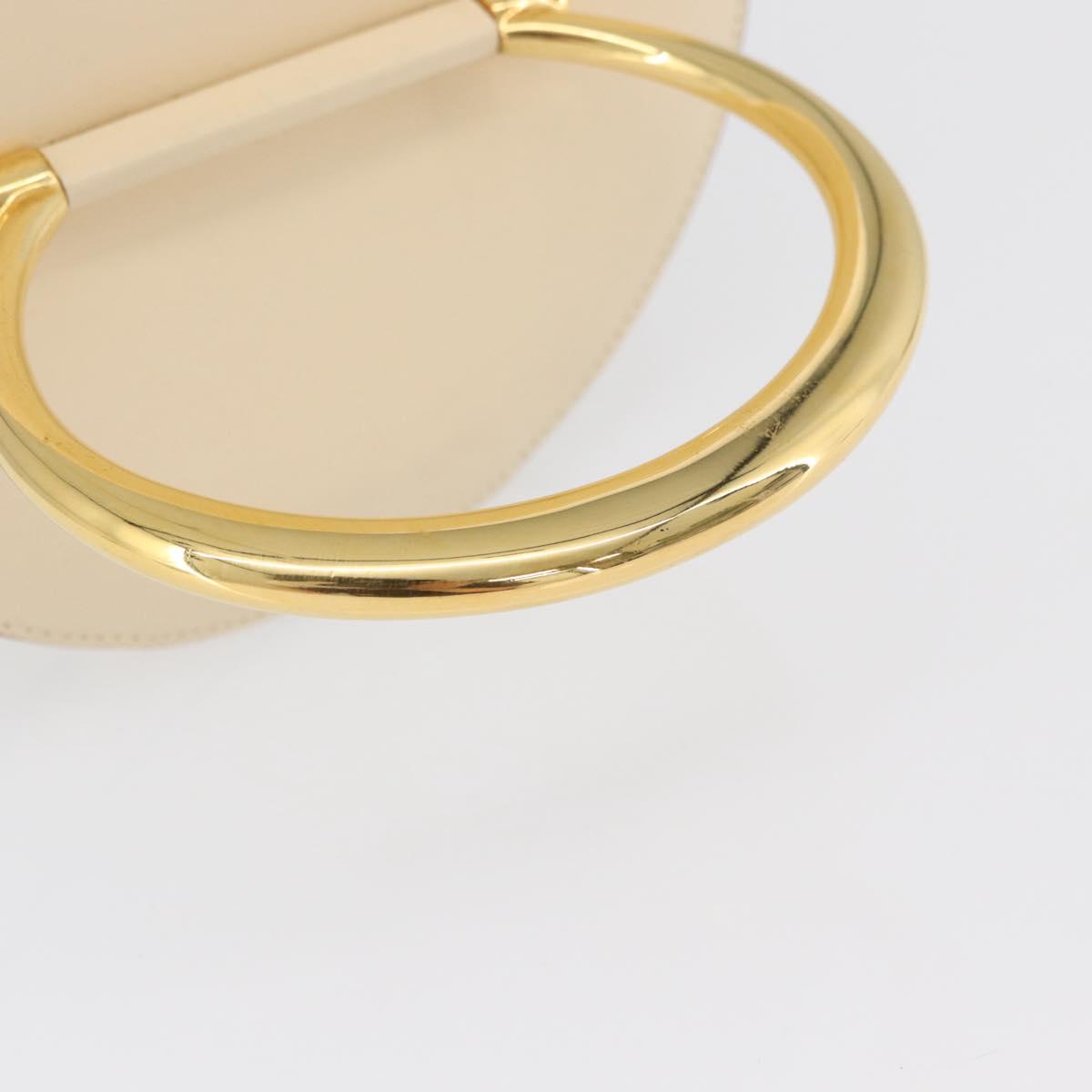 CELINE Vanity Hand Bag Leather Ivory Gold Auth AMZ074A