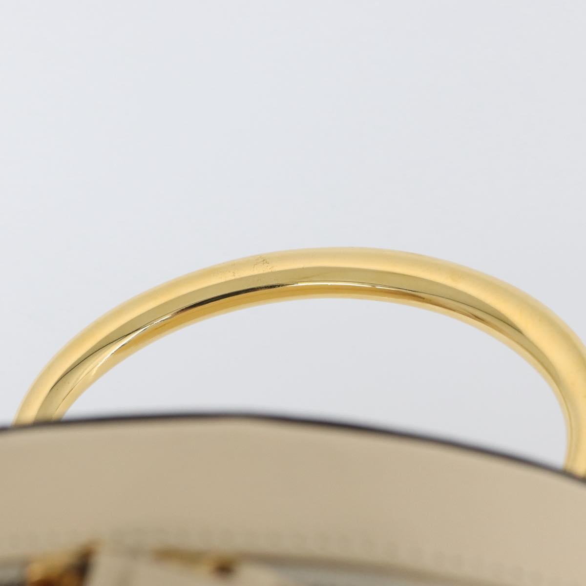 CELINE Vanity Hand Bag Leather Ivory Gold Auth AMZ074A