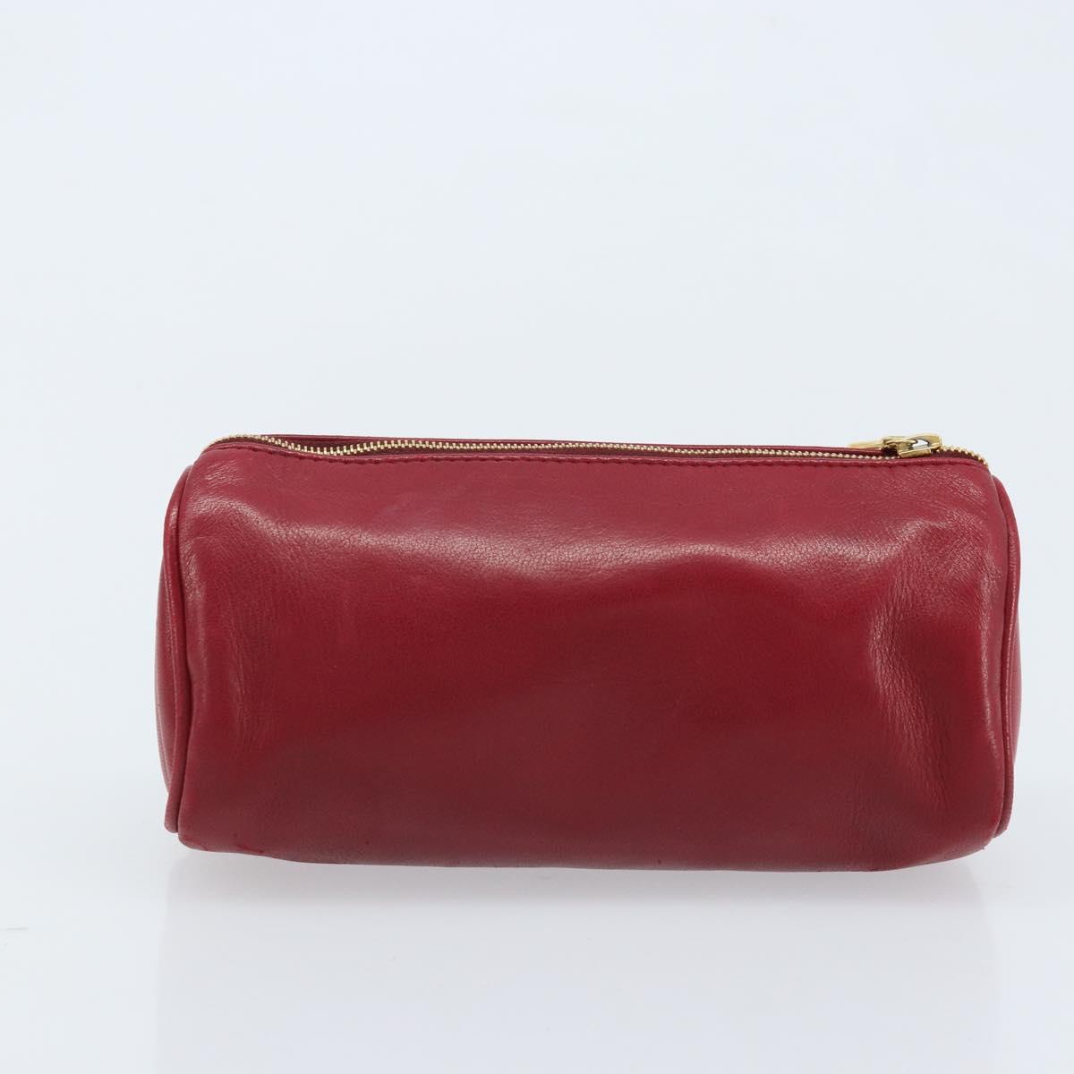 BOTTEGA VENETA Hand Bag Leather 2way Red Gold Auth AMZ081