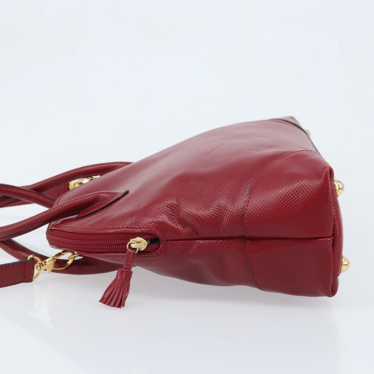 BOTTEGA VENETA Hand Bag Leather 2way Red Gold Auth AMZ081