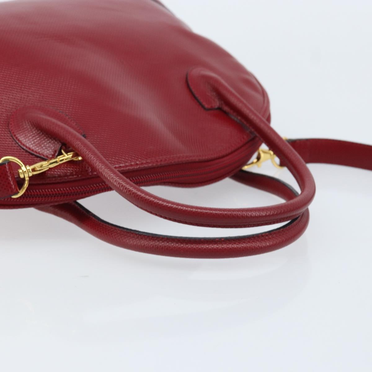 BOTTEGA VENETA Hand Bag Leather 2way Red Gold Auth AMZ081