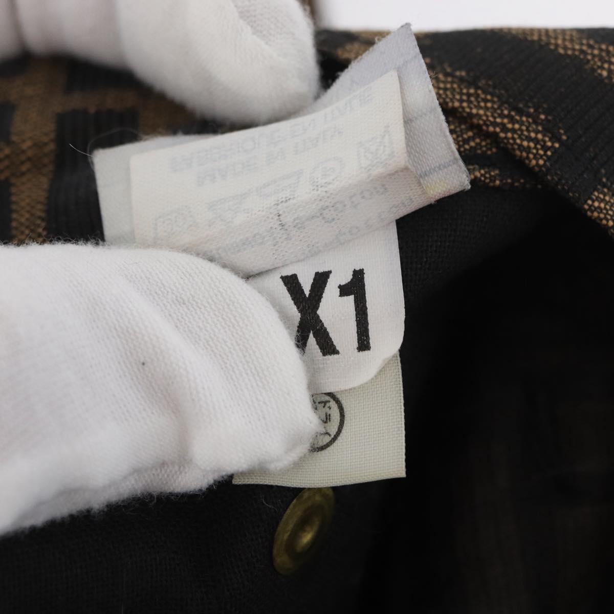 FENDI Zucca Canvas Pants 40 Black Brown Auth AMZ085M