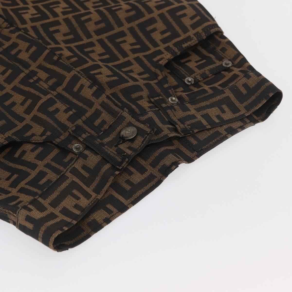 FENDI Zucca Canvas Pants 40 Black Brown Auth AMZ085M