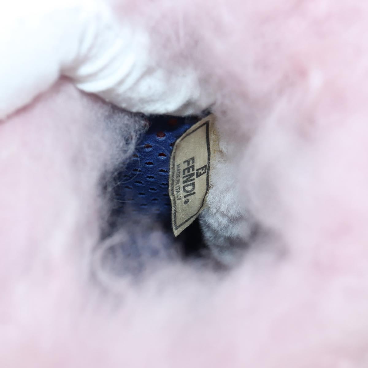 FENDI Hand Bag Fur Pink Silver Auth AMZ103V