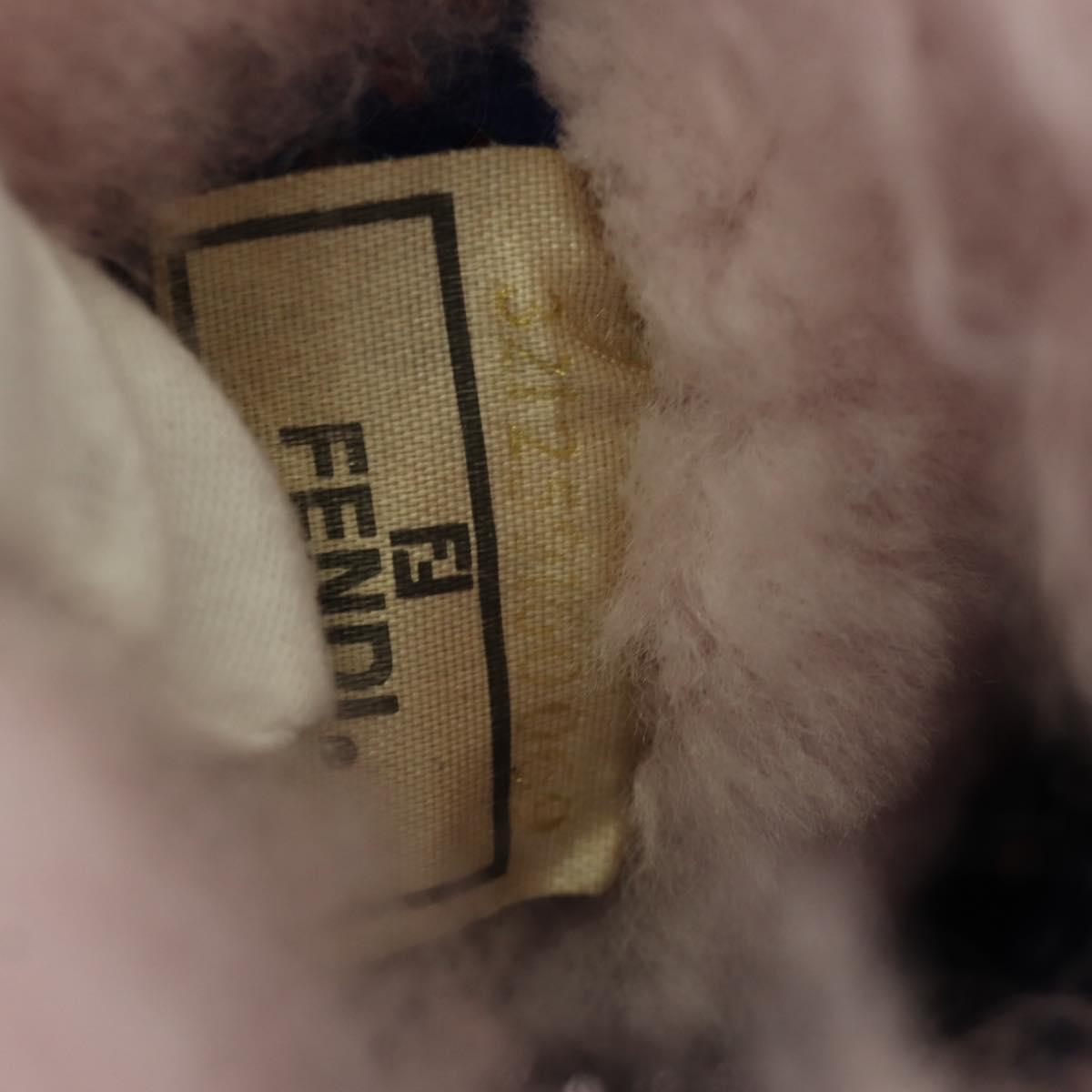 FENDI Hand Bag Fur Pink Silver Auth AMZ103V