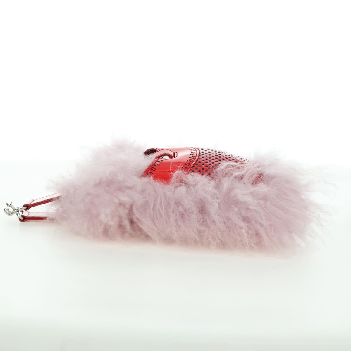 FENDI Hand Bag Fur Pink Silver Auth AMZ103V